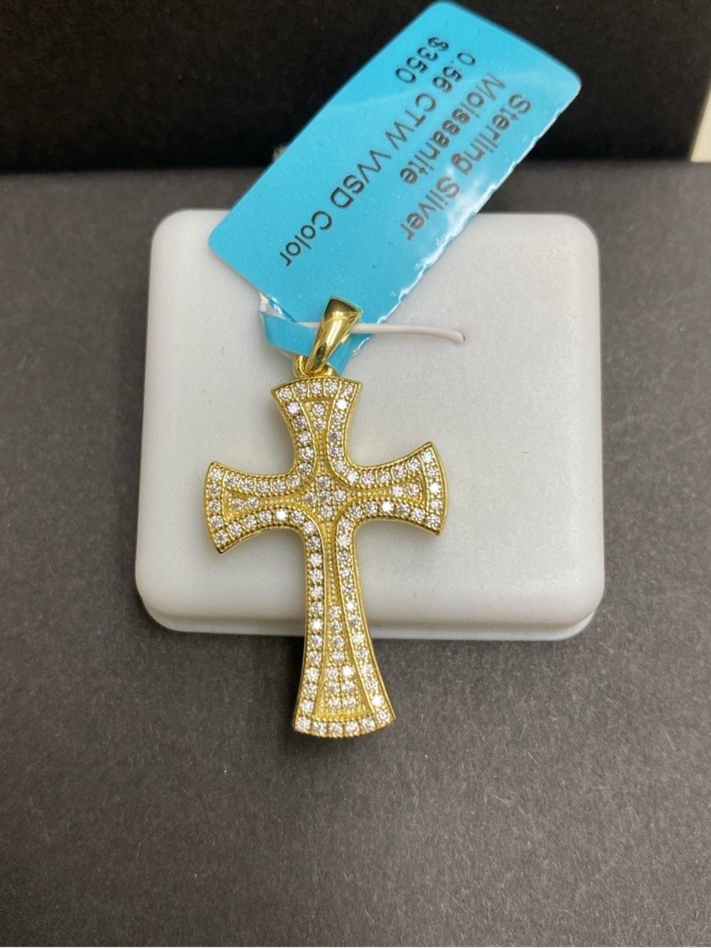 Gold Over Silver Moissanite Cross Pendant